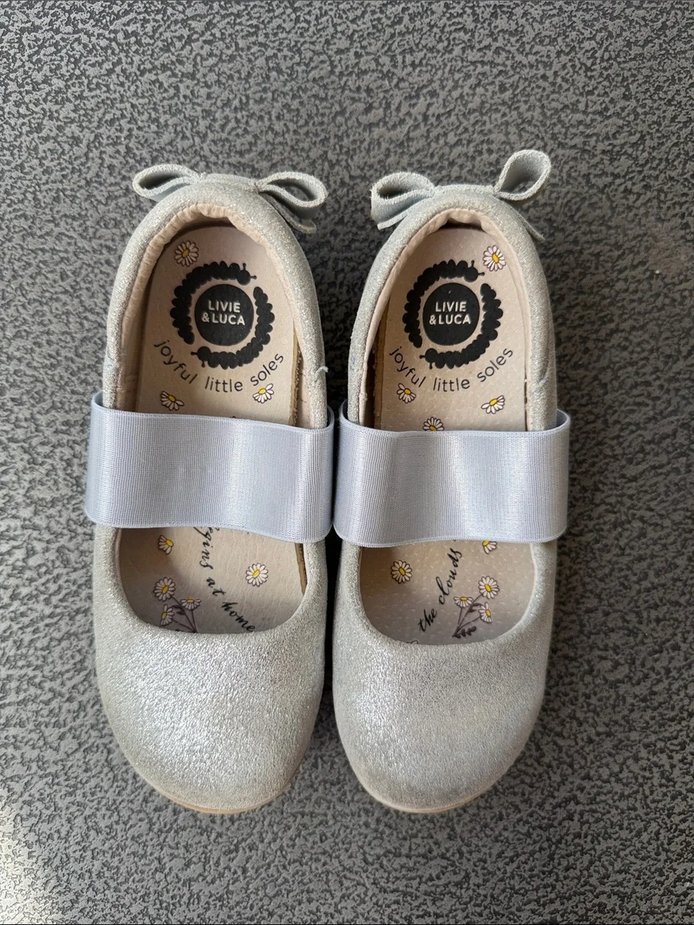 Livie & Luca Silver Girls' Mary Jane Ballet Flats with Bow